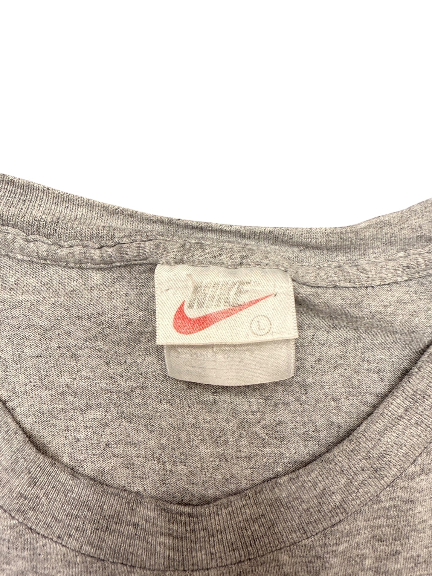 Vintage Nike Swoosh Box Logo Grey Tee Size Large