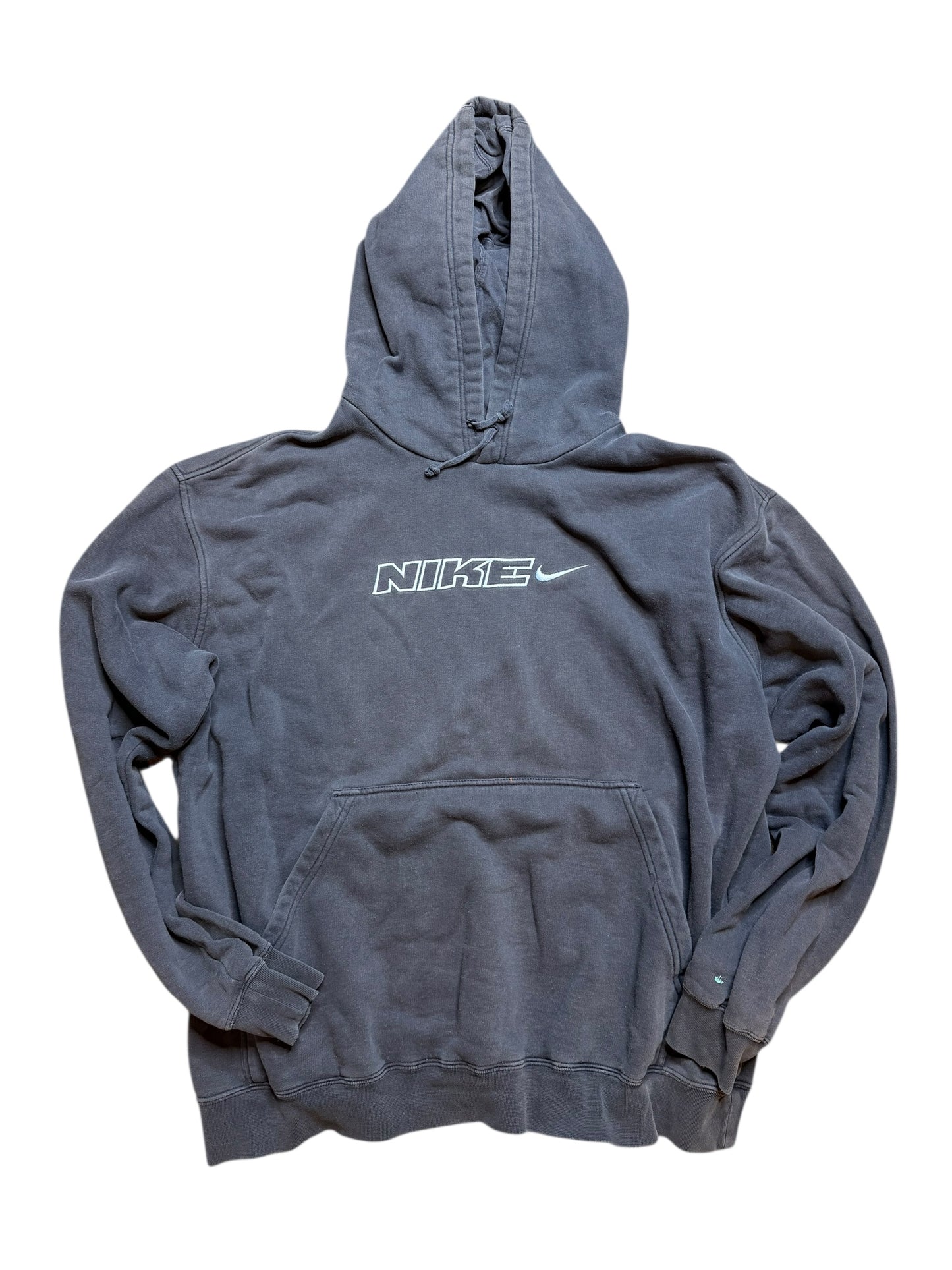 Y2K Nike Embroidered Spellout Navy Hoodie Size XXL