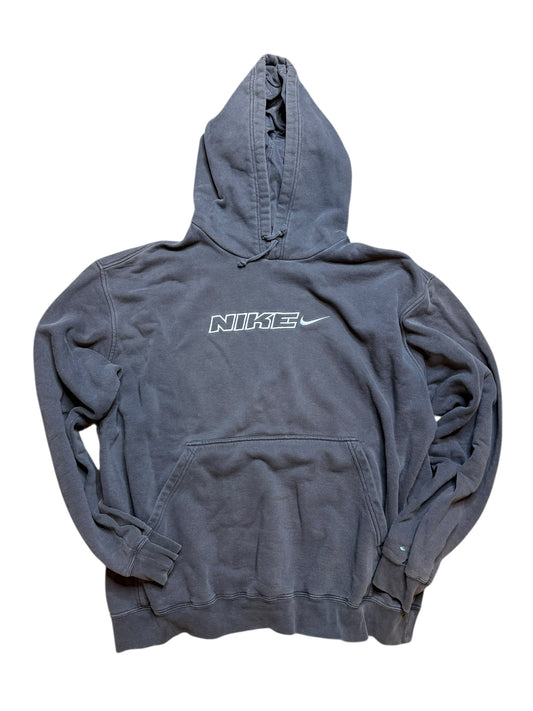 Y2K Nike Embroidered Spellout Navy Hoodie Size XXL