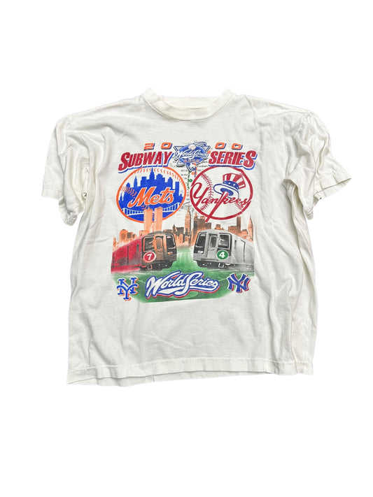 Vintage 2000 MLB World Series Subway Series Mets Vs. Yankees Graphic Tee Size M