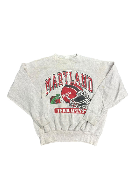 Vintage 90s NCAA Maryland Terrapins Team Name/Logo Graphic Print Pullover Crewneck Sweatshirt Size L