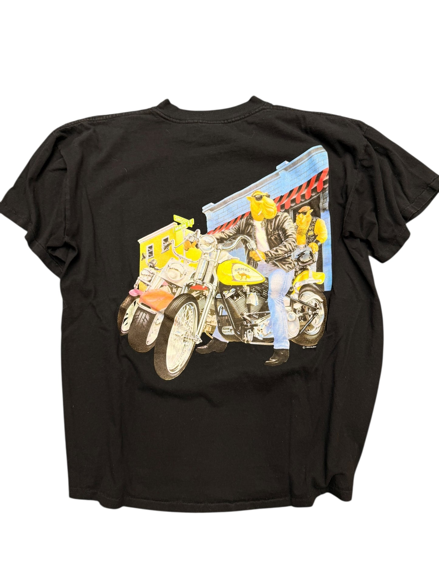 Vintage Camel Biker Joe Black Pocket Tee Size XL