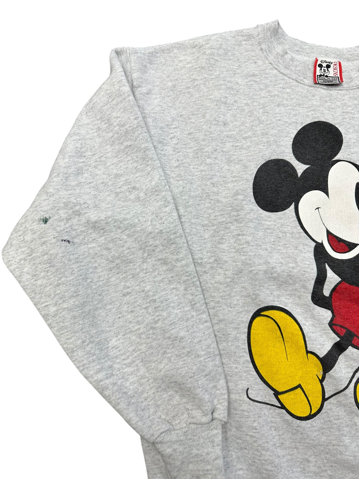 Vintage Disney Mickey Heather Grey Distressed Crewneck Size XL
