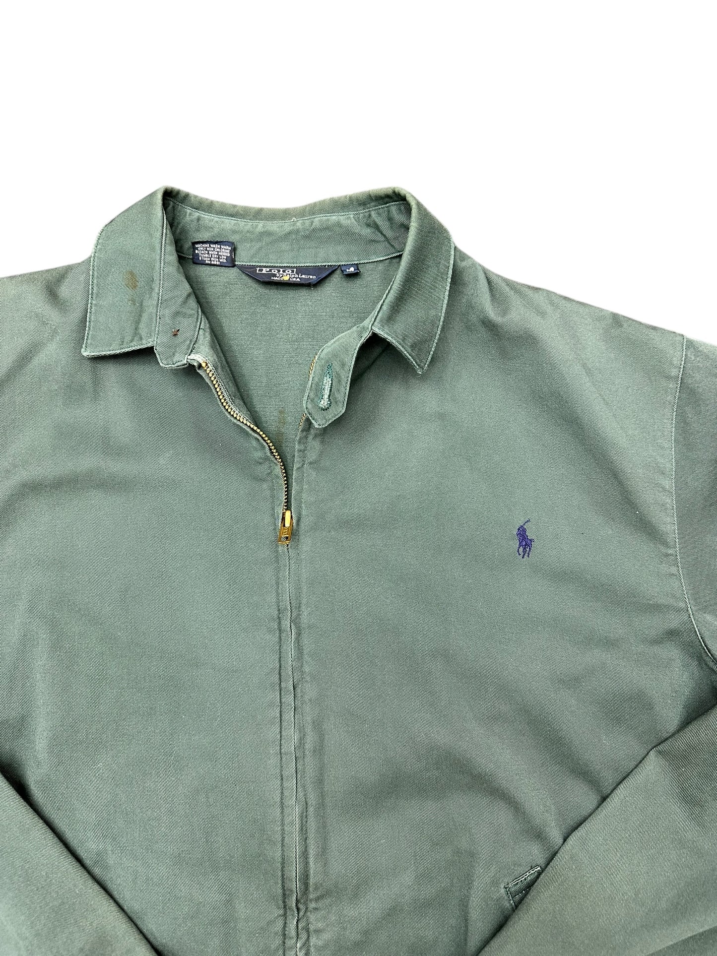 Vintage Polo Ralph Lauren Army Green Distressed Full Zip Jacket Size M