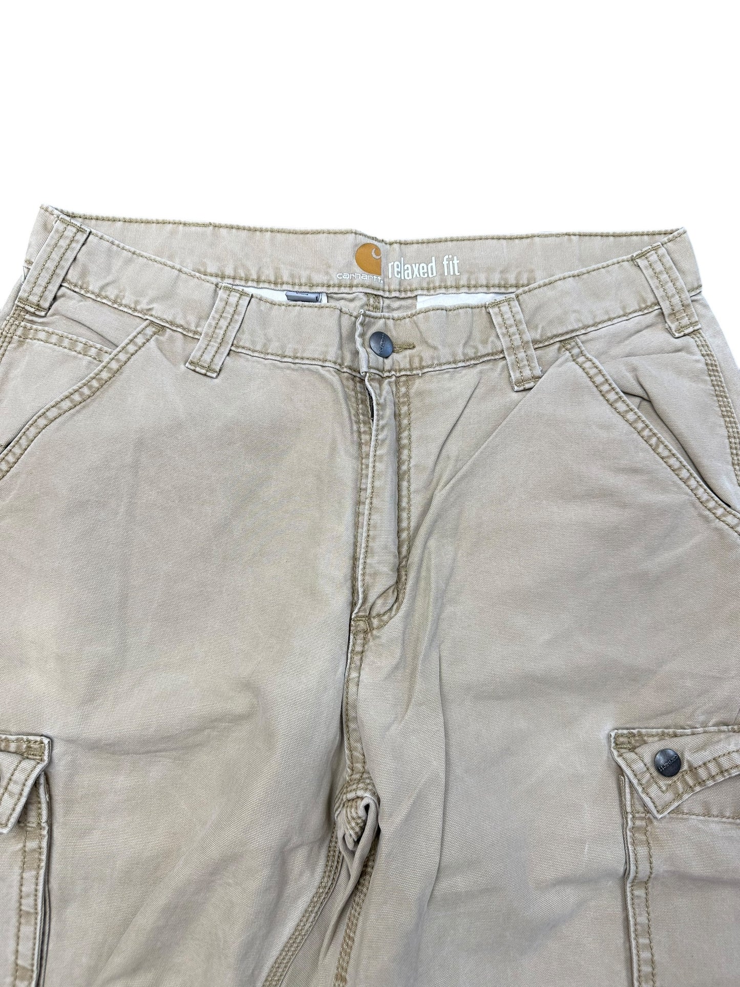 Carhartt Relaxed Fit Light Khaki Cargo Baggy Pants Size 34 x 32