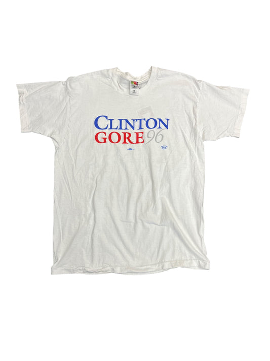 Vintage 1996 Clinton/Gore USA Presidential Election Graphic Print Tee Size XL