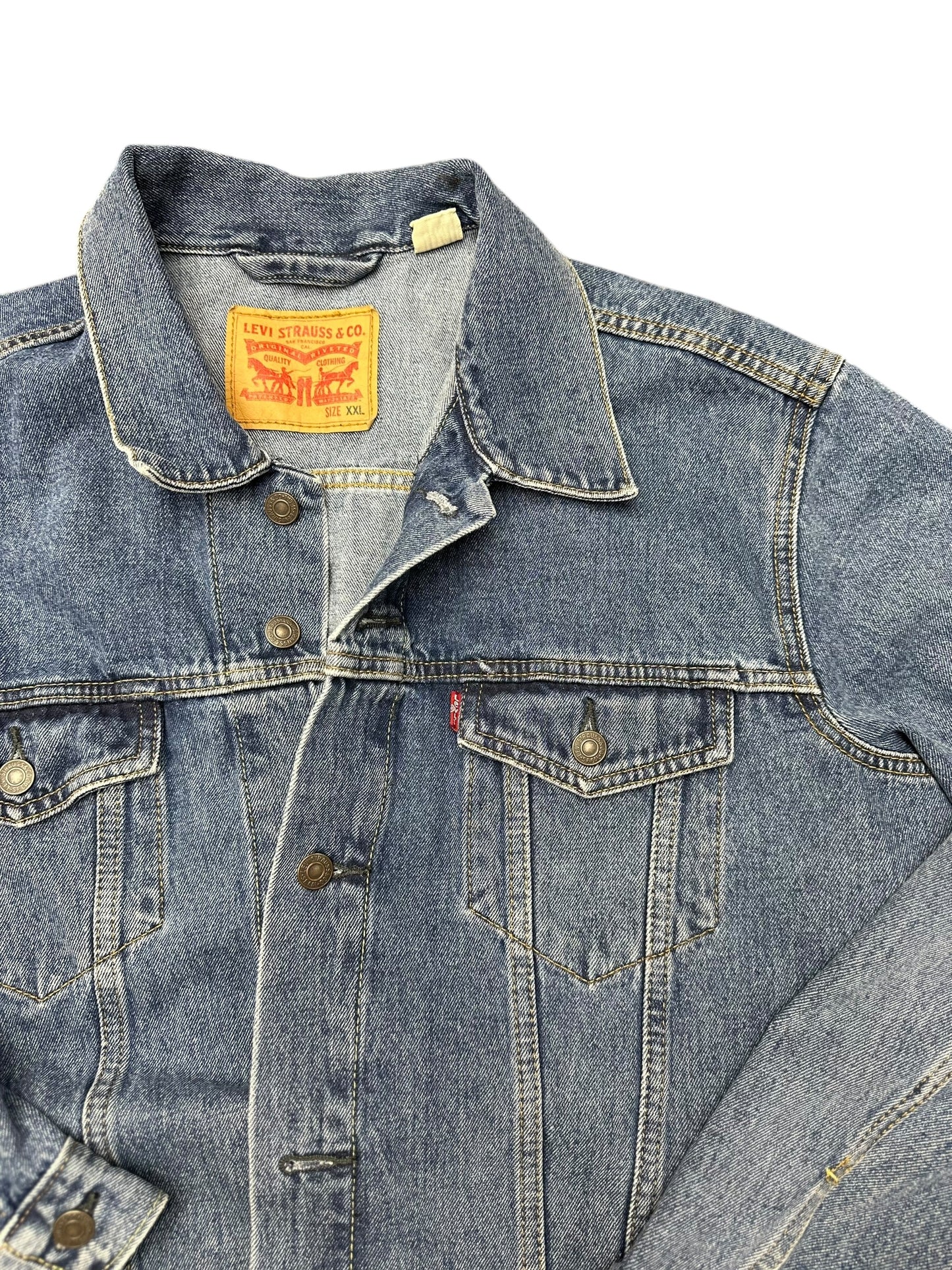 Vintage Levi Strauss Blue Denim Button Down Jacket Size XXL