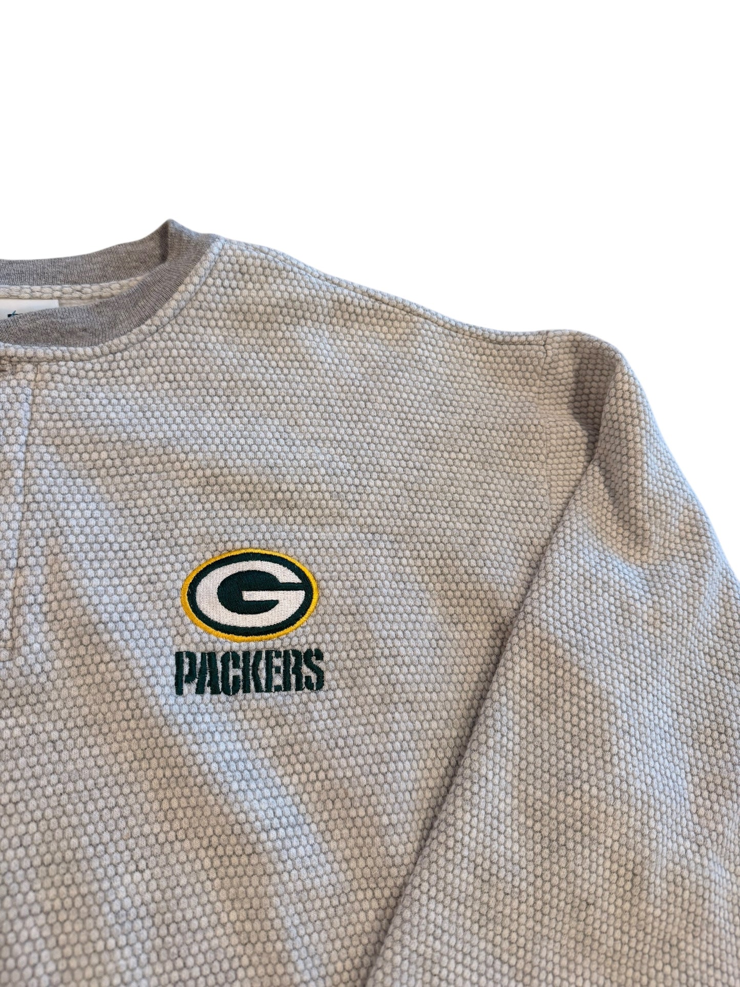 Vintage Green Bay Packers Heather Grey Open Fleece Size Large