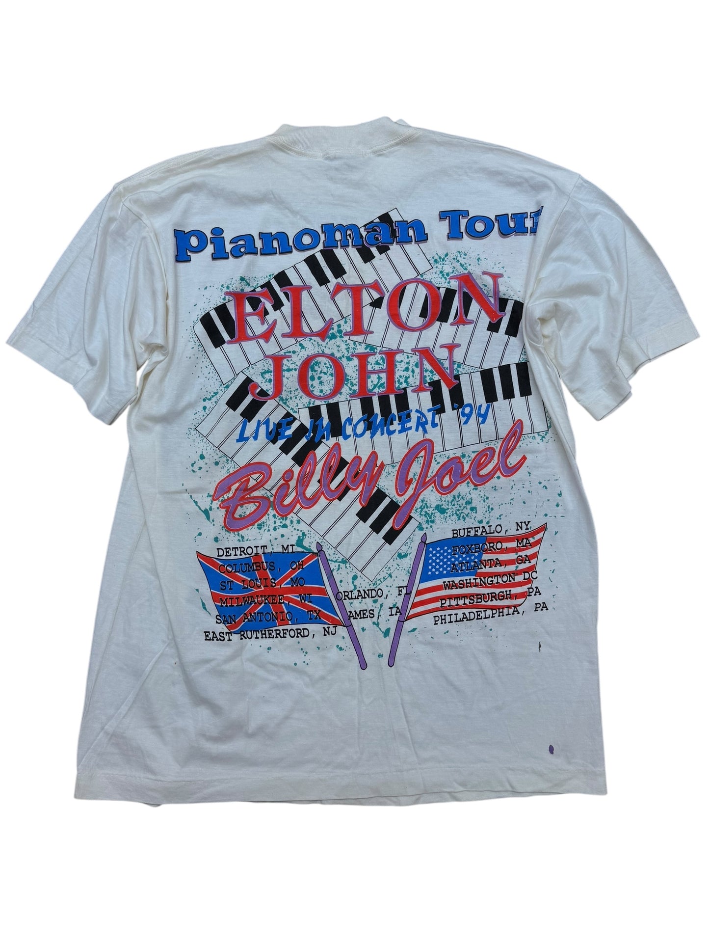 Vintage Billy Joel x Elton Face To Face 90s Band Tee Size XL