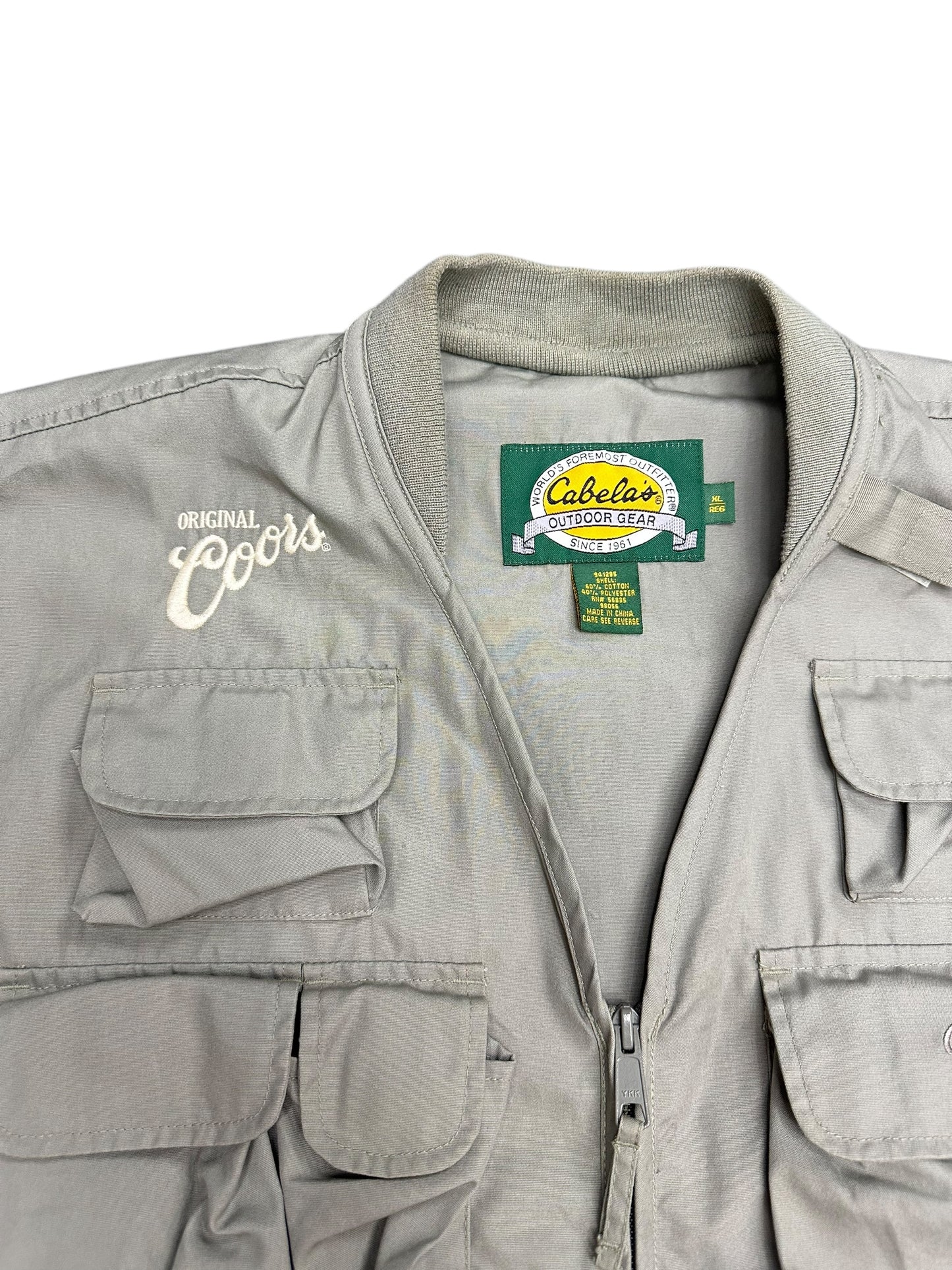 Y2K Cabela's 'Coors' Beer Embroidered Utility Outdoors Vest Size XL