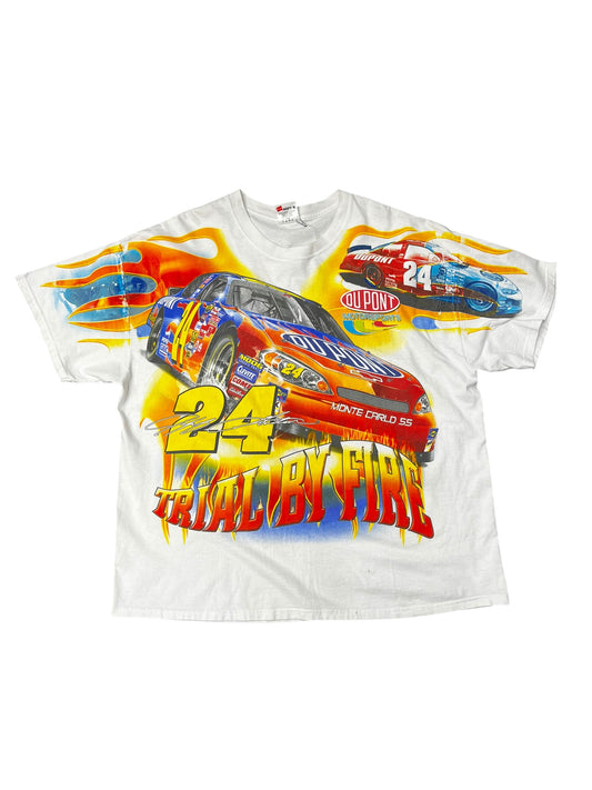 2006 Nascar Jeff Gordon DuPont Red Flame Car AOP Graphic Print Tee Size 2XL