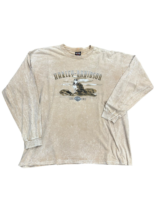 Vintage Harley Davidson Live Free Sand Color Long Sleeve Tee Size XXL