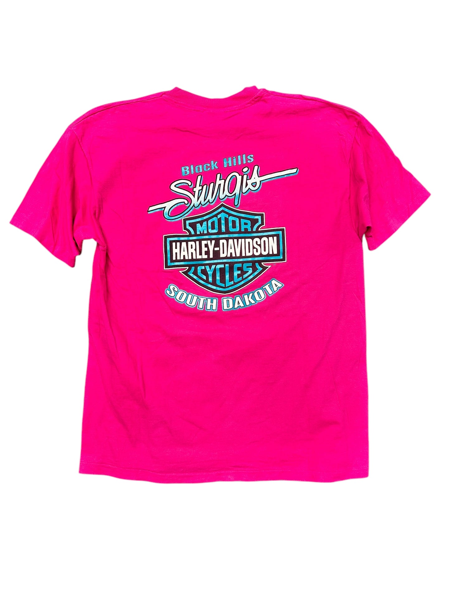 Vintage 1993 Harley Davidson 55th Annual Sturgis Rally Front/Back Pink Tee Size XL