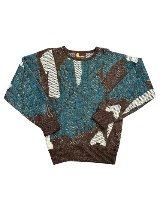 Vintage Knit Sweater Multi Color Teal Size M