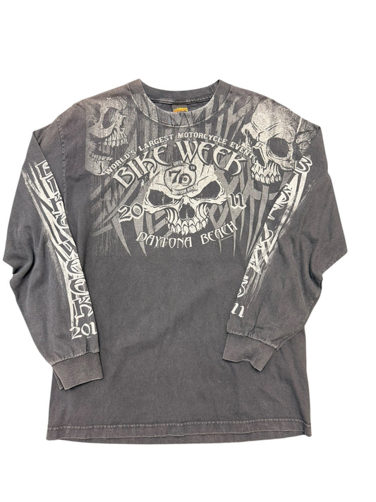Y2K Daytona Bike Week Skull Long Sleeve Tee Size Large