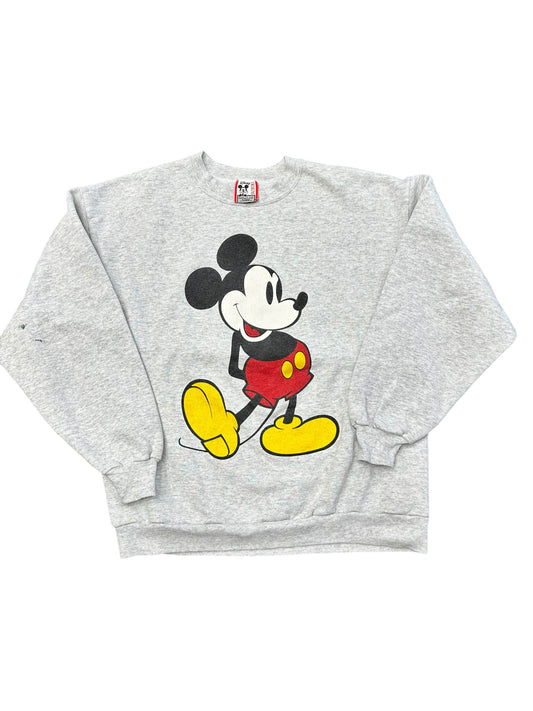 Vintage Disney Mickey Heather Grey Distressed Crewneck Size XL