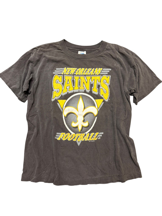 Vintage 90’s New Orleans Saints Faded Distressed Black Tee size M/L