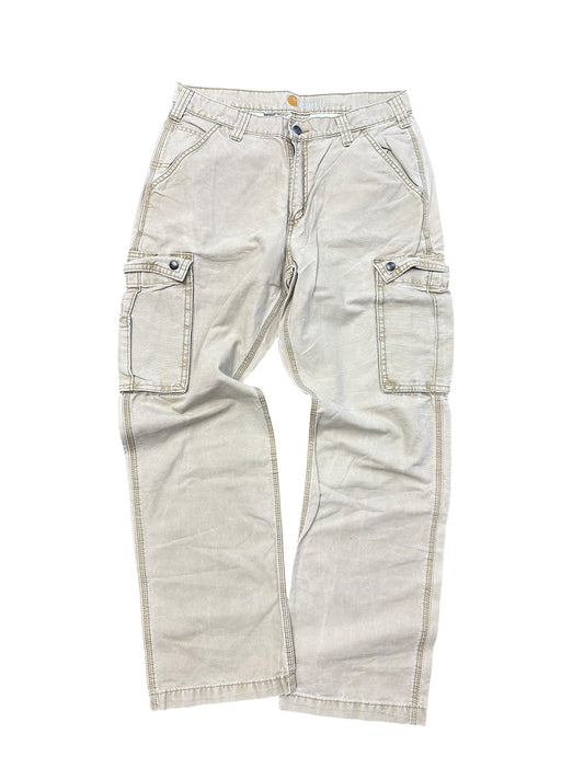 Carhartt Relaxed Fit Light Khaki Cargo Baggy Pants Size 34 x 32