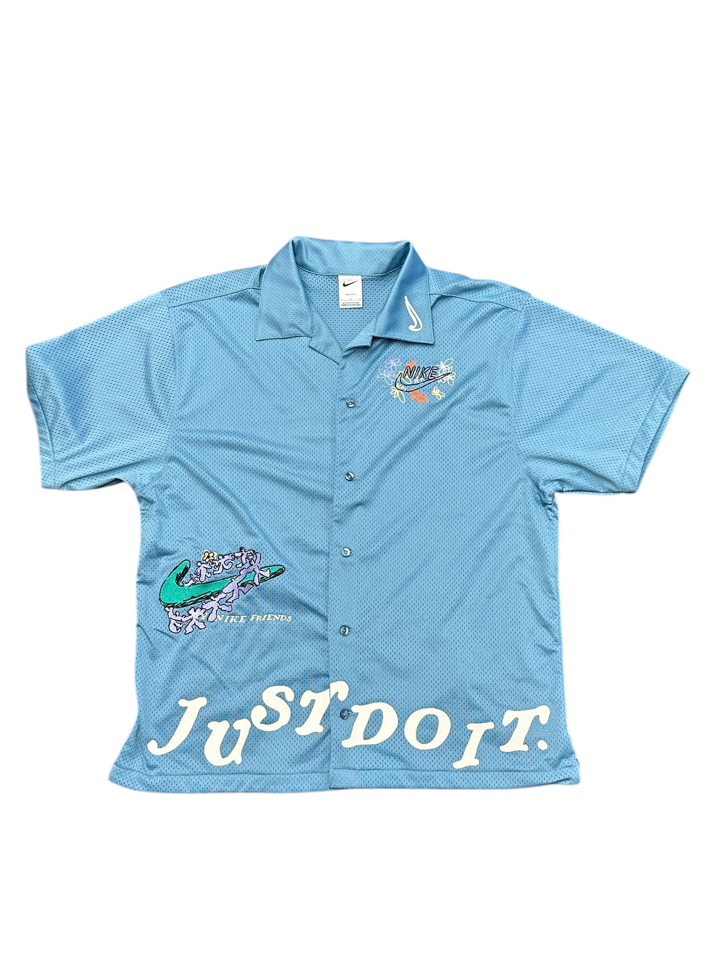 Nike Resort Blue Button Up My Nike Friends Shirt Size L