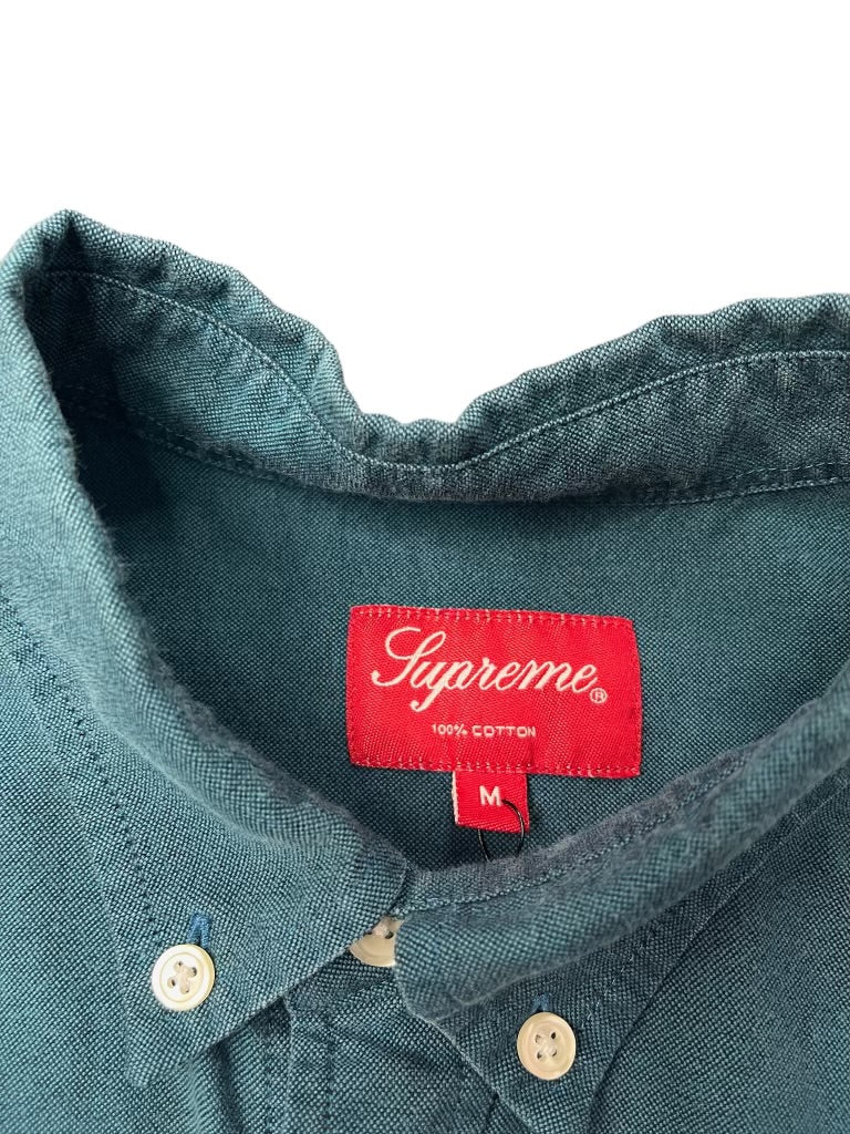 Supreme Long Sleeve Button Down Pocket Tee Teal Size M