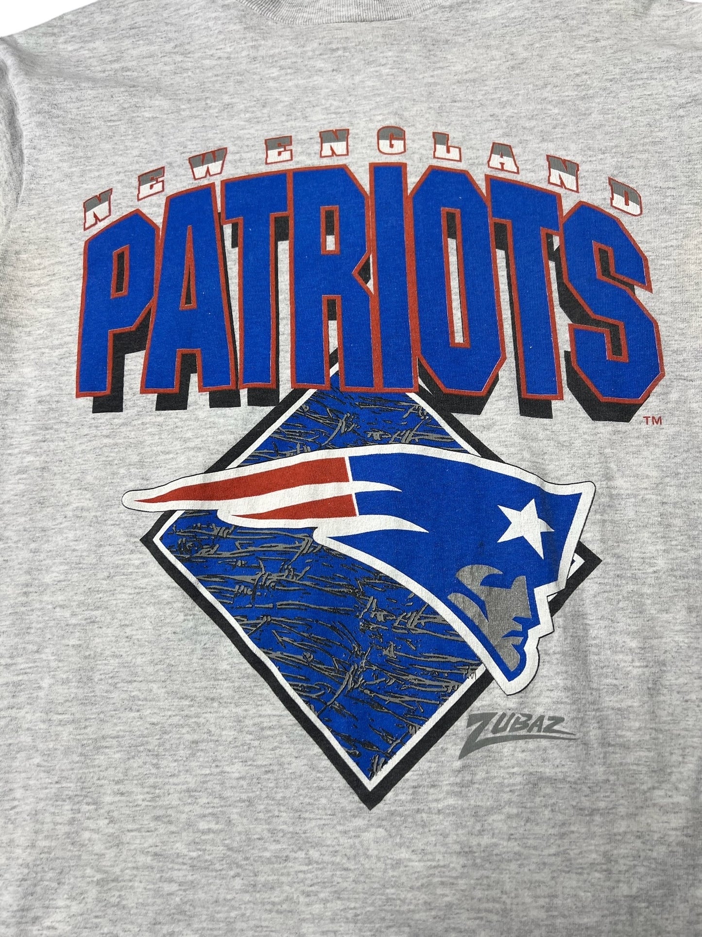 Vintage New England Patriots Zubaz Grey Graphic Tee Size M