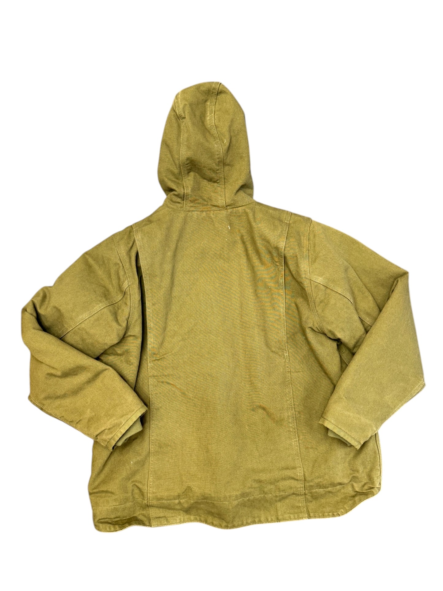 Retro Carhartt Light Green Fleece Lined Hooded Canvas Jacket Size XXL