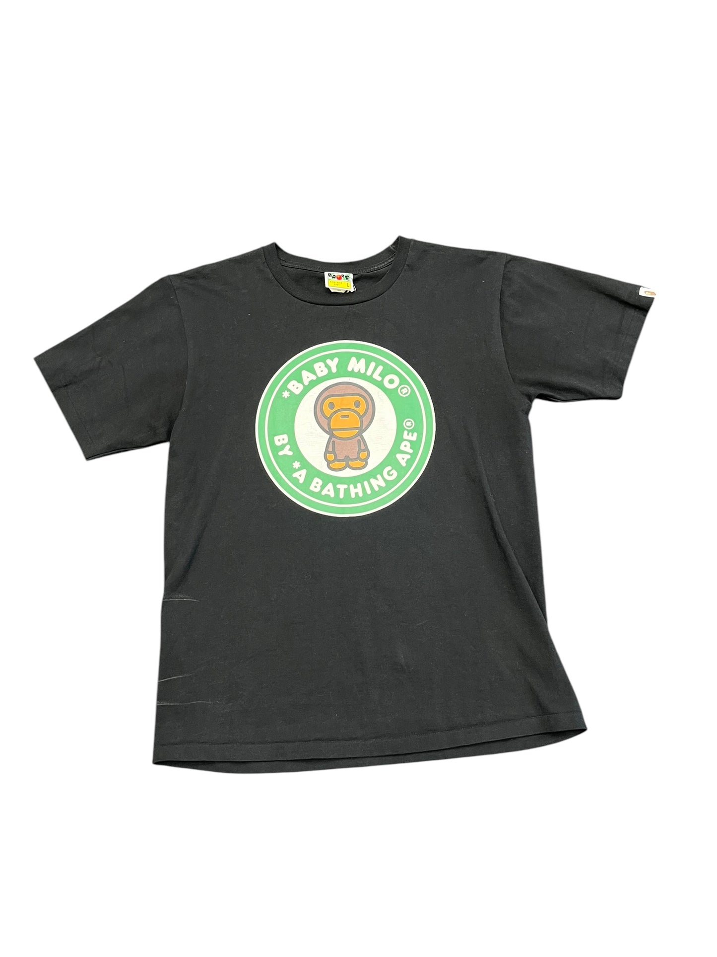 BAPE Baby Milo By A Bathing Ape Starbucks Logo Rip Graphic Print Tee Size L