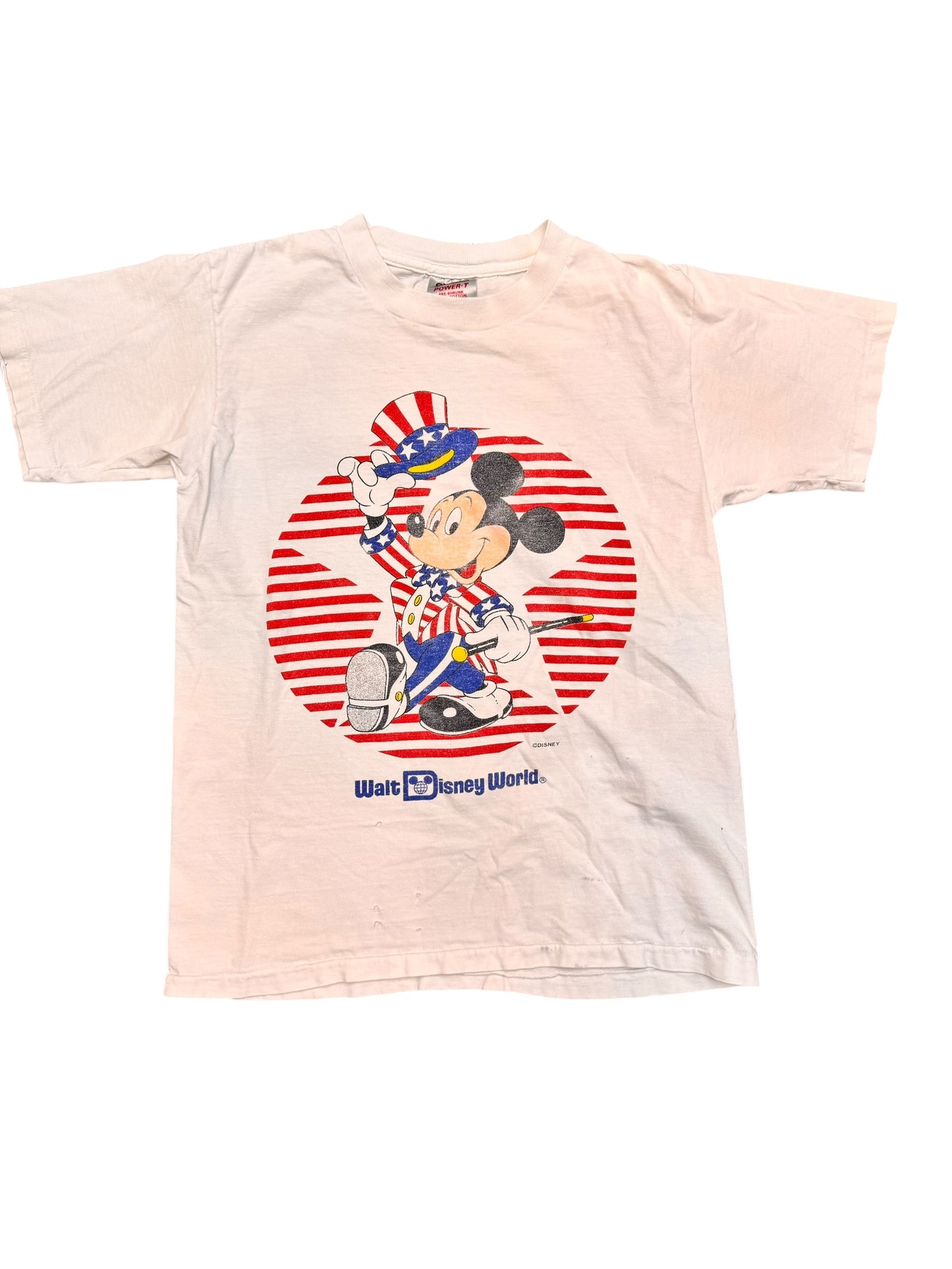 Vintage DISTRESSED Disney Mickey Mouse USA Patriotic Graphic Print Tee Size M