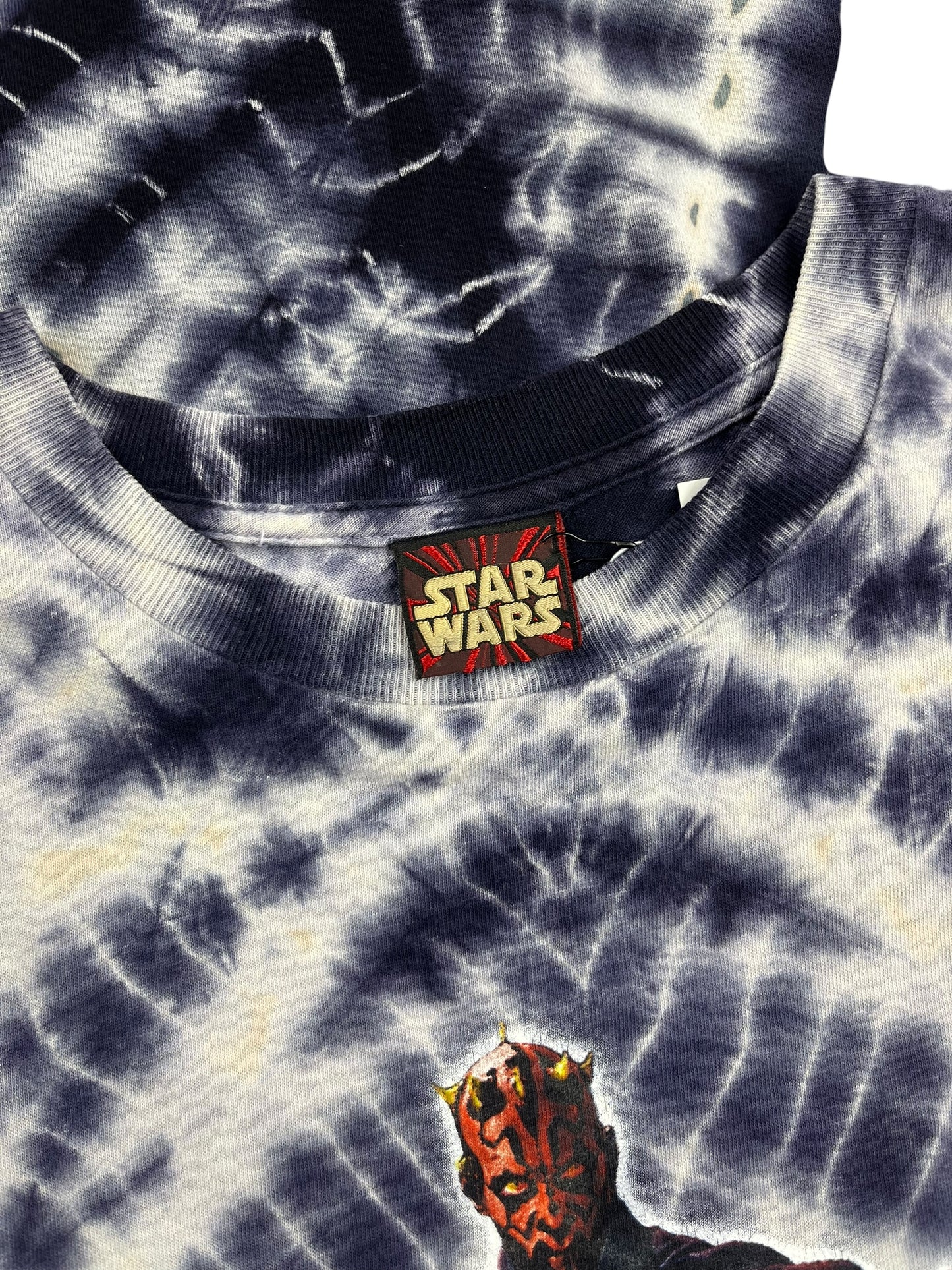 Vintage Distressed 90s Star Wars Phantom Menace Darth Maul Tie Dye Tee Size L