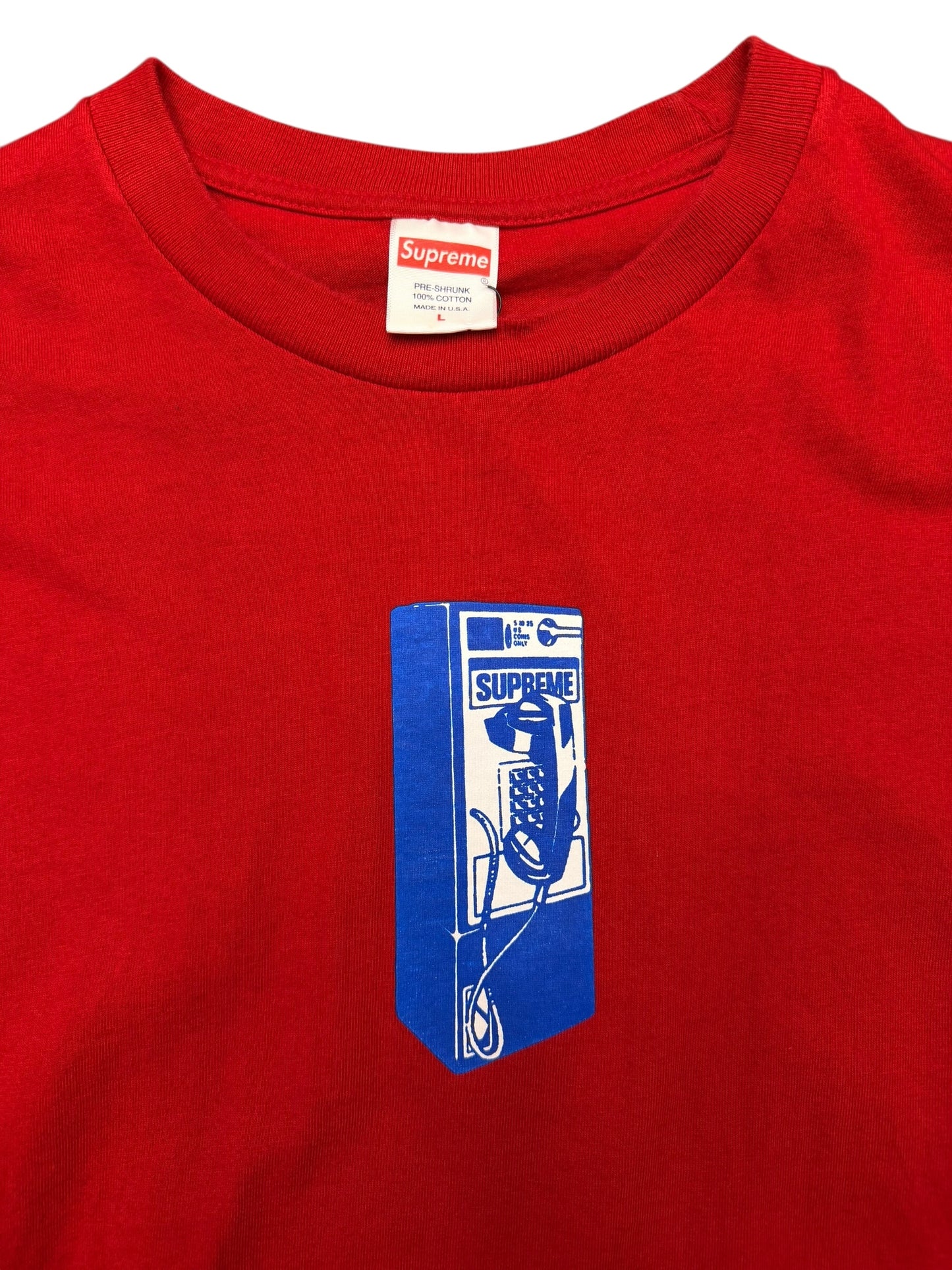 Supreme Payphone Tee Red Pre Owned size Large