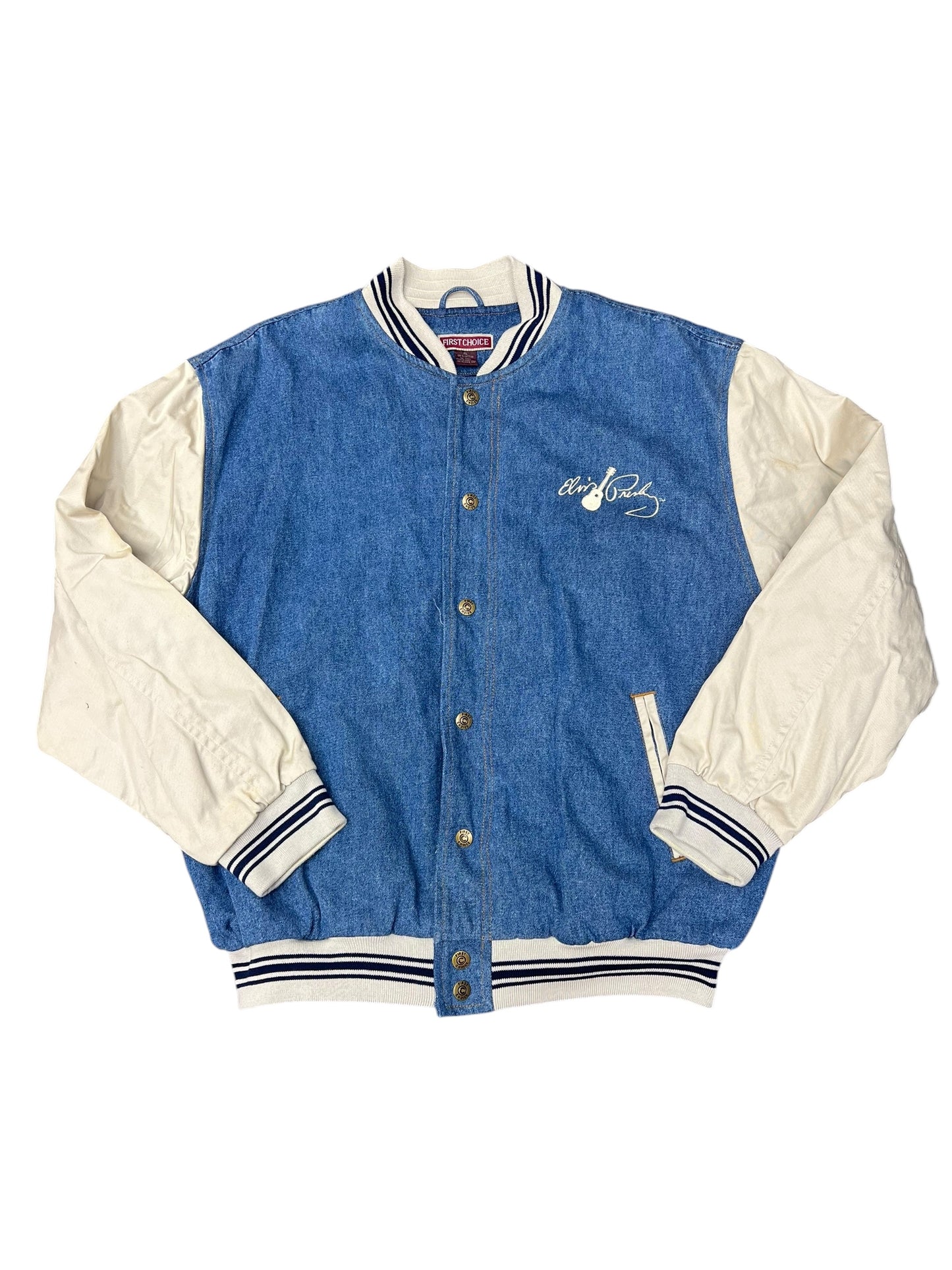 Vintage Elvis Presley Denim Letterman Jacket Size XL