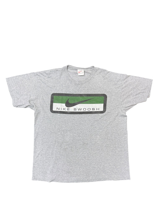 Vintage Nike Swoosh Box Logo Grey Tee Size Large