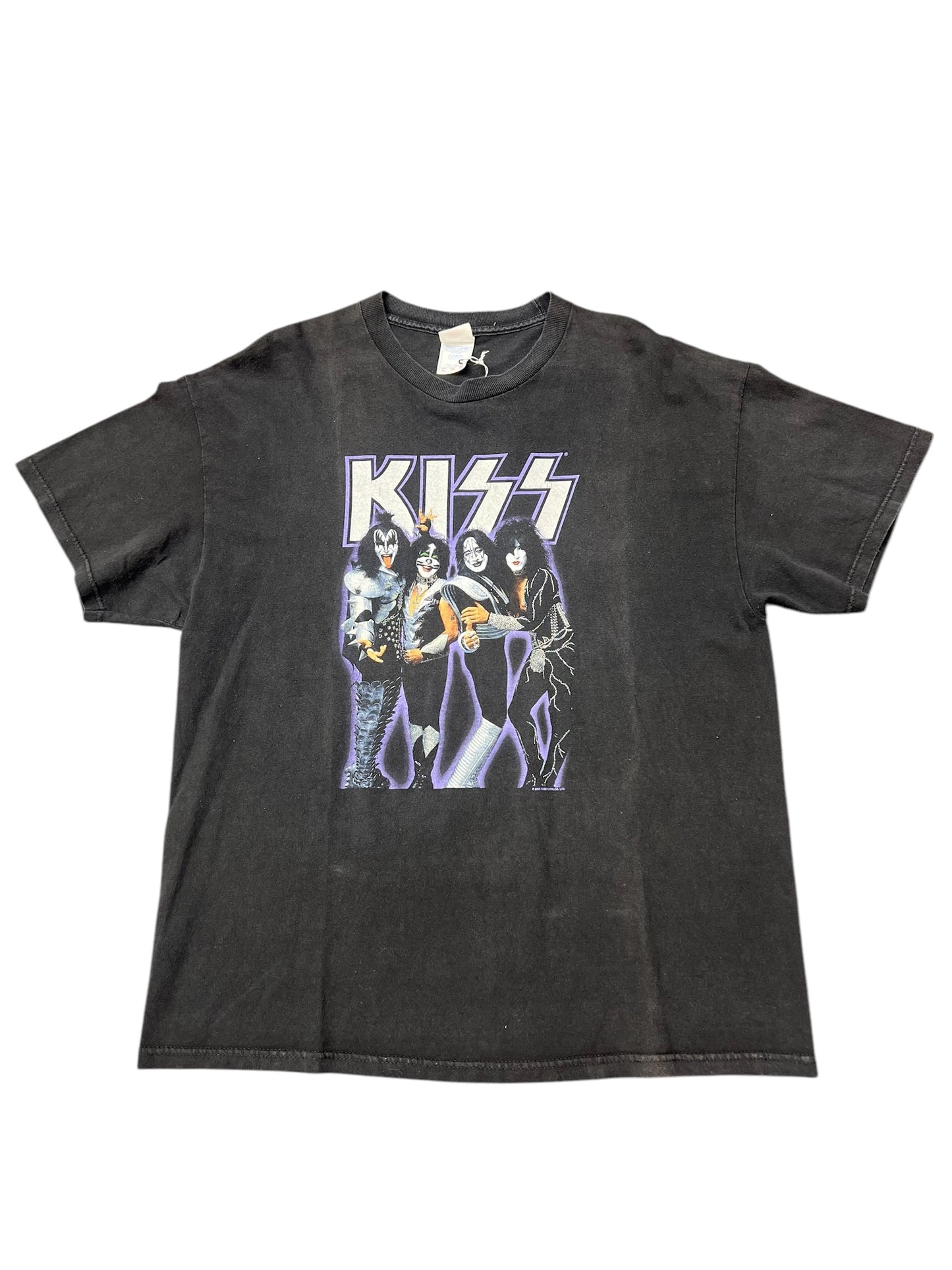 Y2K Kiss Purple Graphic Black Tee Size XL