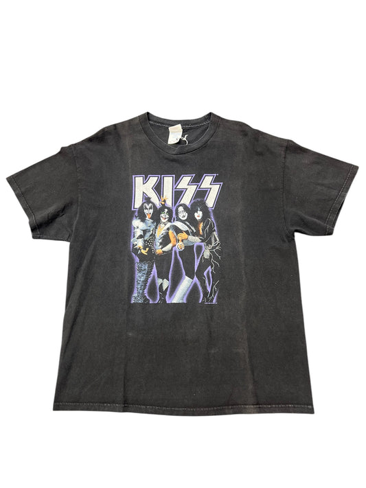Y2K Kiss Purple Graphic Black Tee Size XL