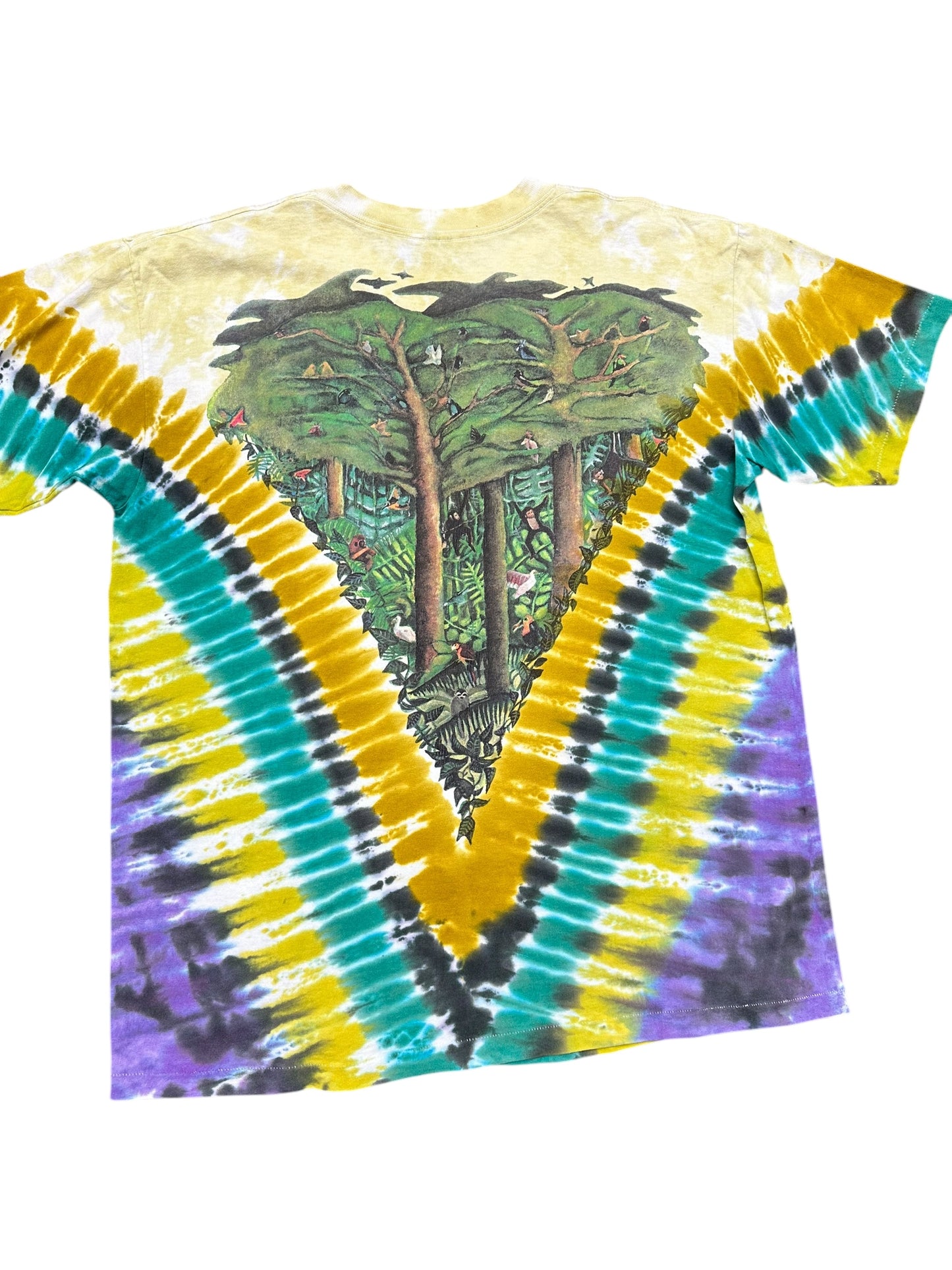 Vintage Elephant Nature Liquid Blue Safari AOP Tee Size XL