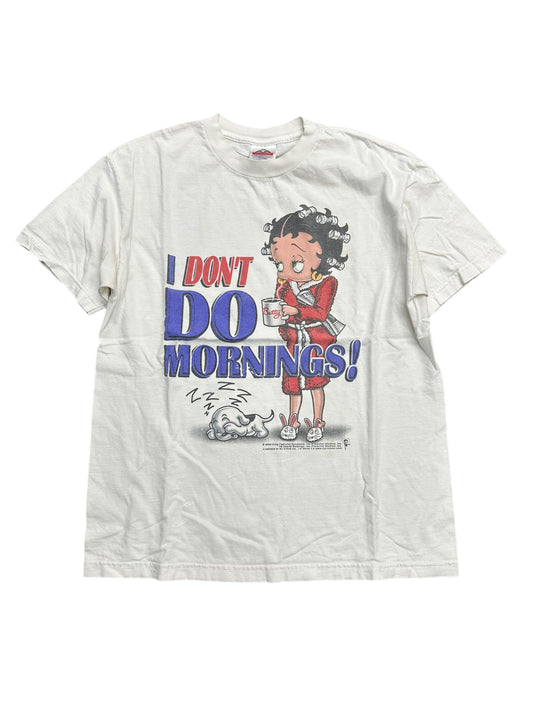 Y2K Betty Boop Distressed I Don’t Do Mornings Tee Size L