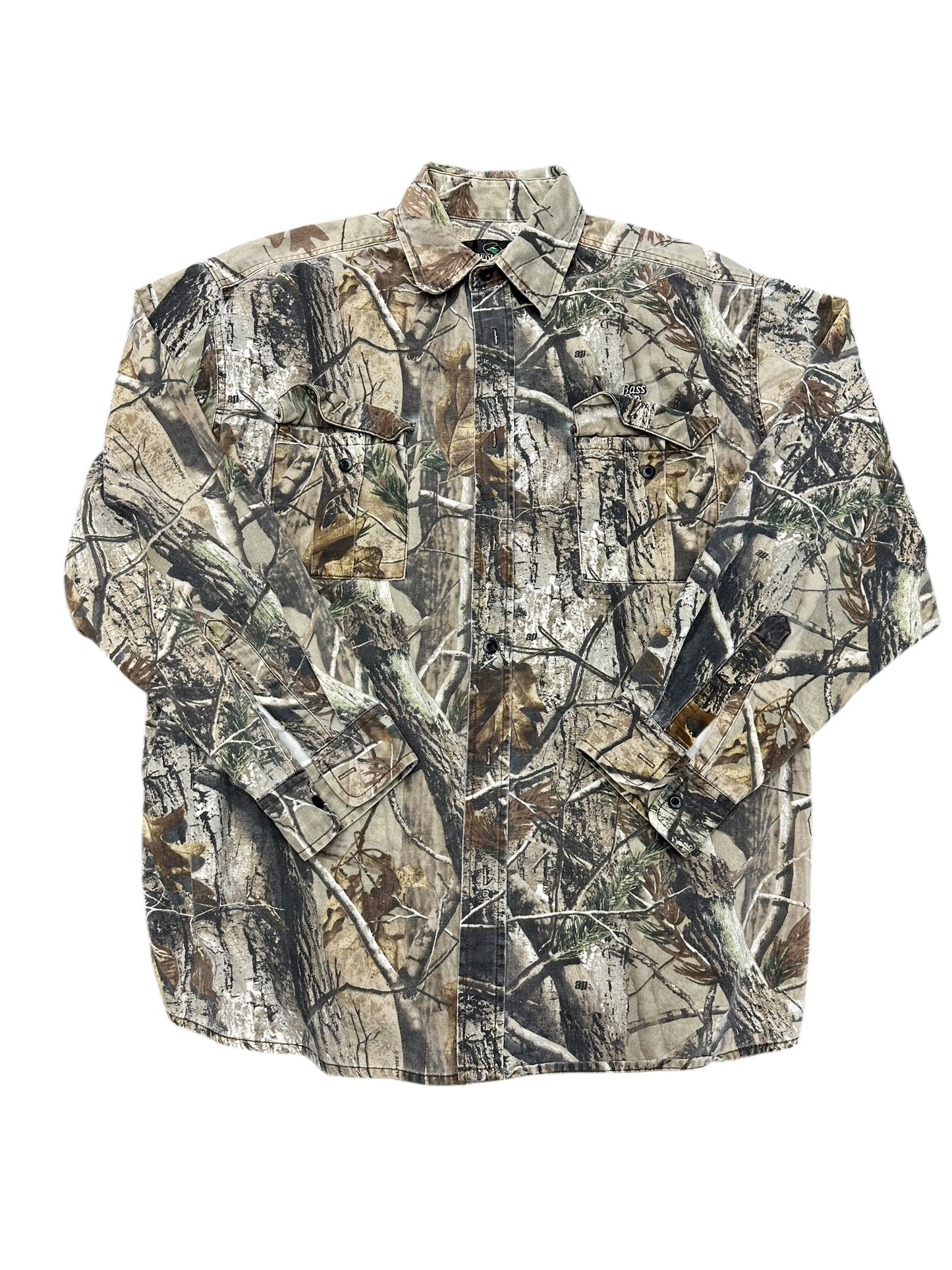 Vintage RedHead Bass Pro Shop Woodland Camo Button Down Size XL