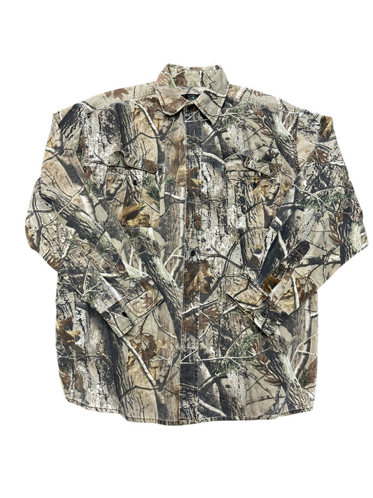 Vintage RedHead Bass Pro Shop Woodland Camo Button Down Size XL