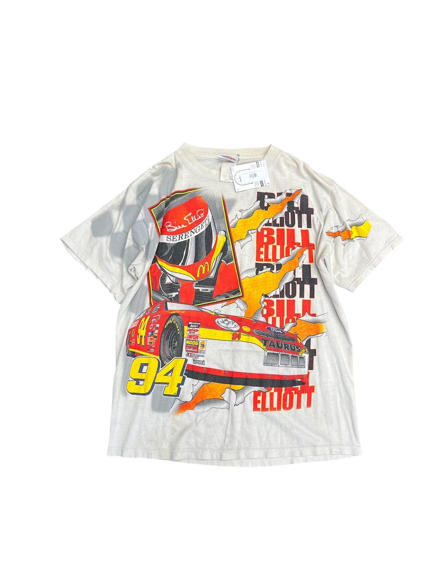 Vintage 1998 Nascar Logo Athletic Bill Elliott McDonalds Car Tear Through Size L