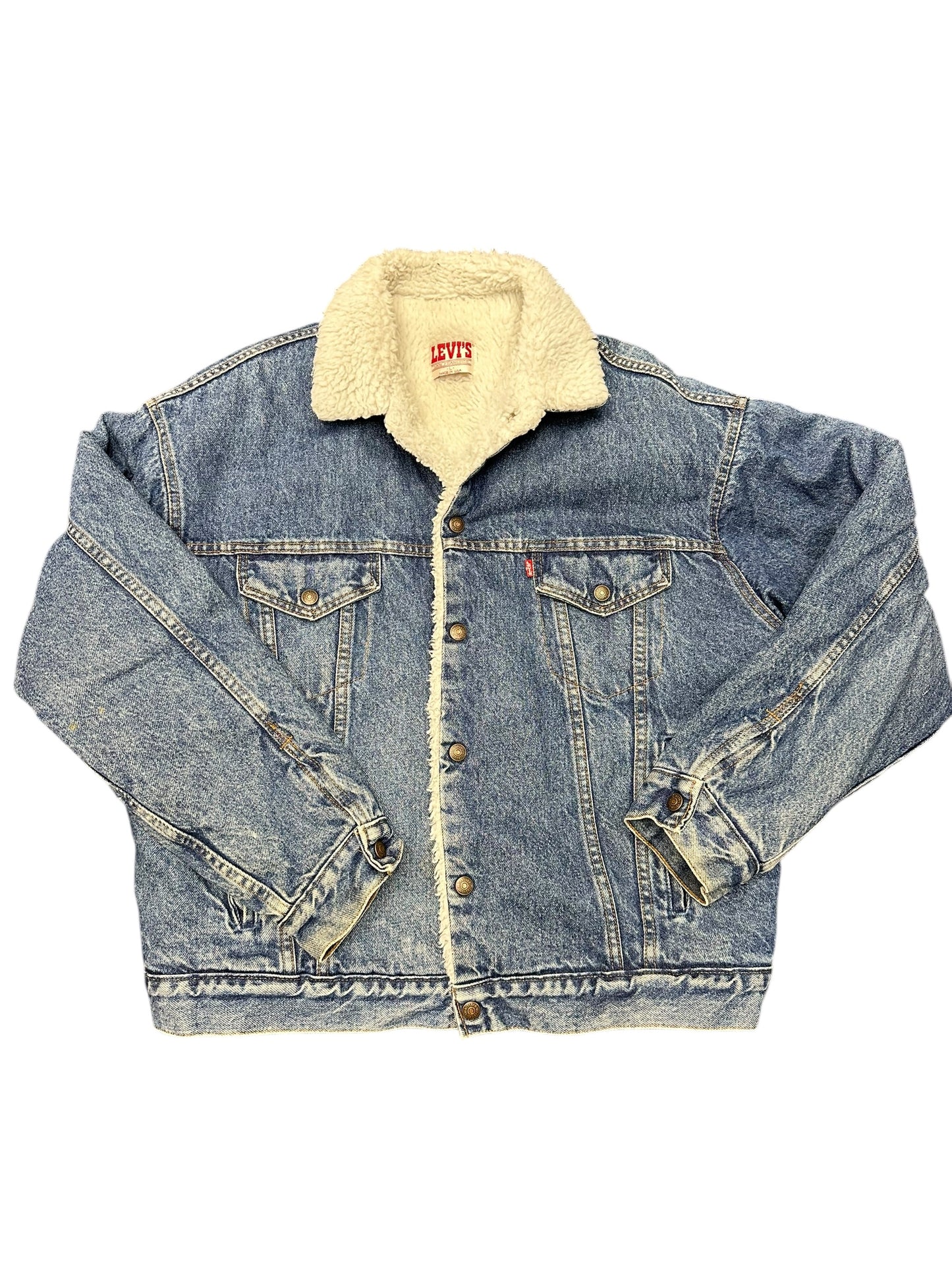 Vintage Levi’s Strauss Sherpa Lined Light Wash Denim Jacket Size L