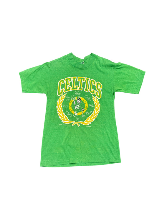 Vintage 1987 NBA Boston Celtics Name/Logo Team Crest Graphic Tee Size M