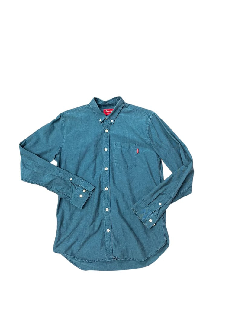 Supreme Long Sleeve Button Down Pocket Tee Teal Size M