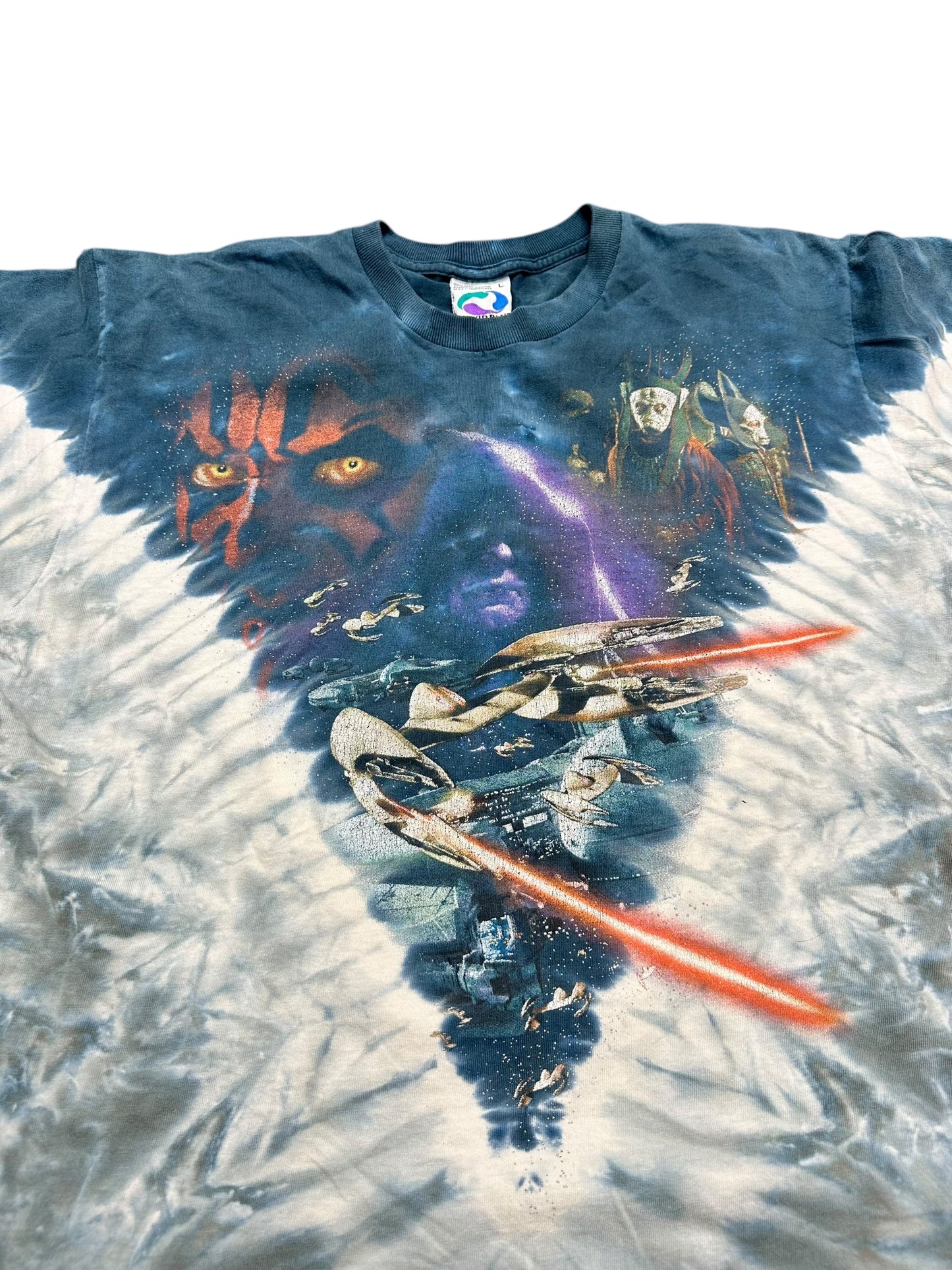 Vintage 90s Star Wars Phantom Menace Liquid Blue AOP Tee Size L