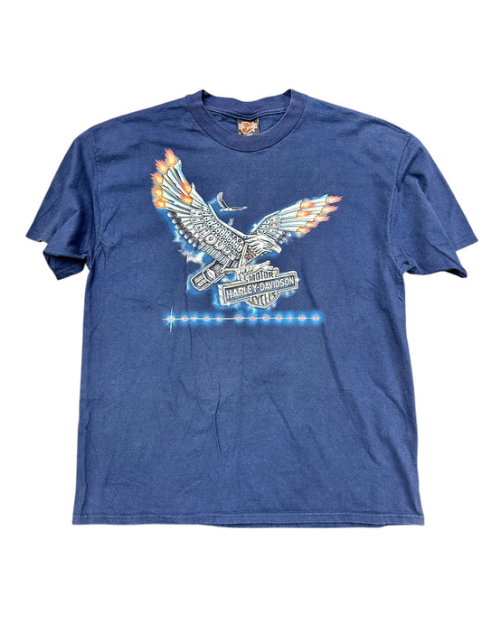 Vintage 90s Harley Davidson Chrome Motor Eagle 'Metal Warrior' Indianapolis Graphic Tee Size XL