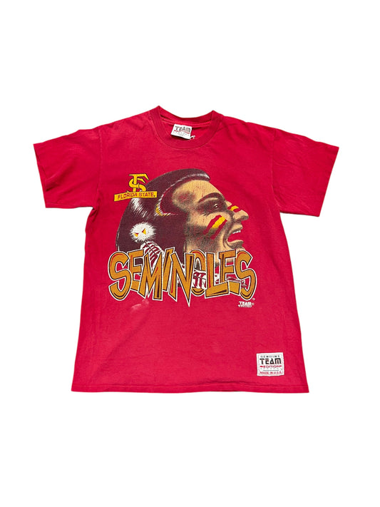 Vintage FSU Seminoles Giant Warpaint Face Graphic Print Tee Size L