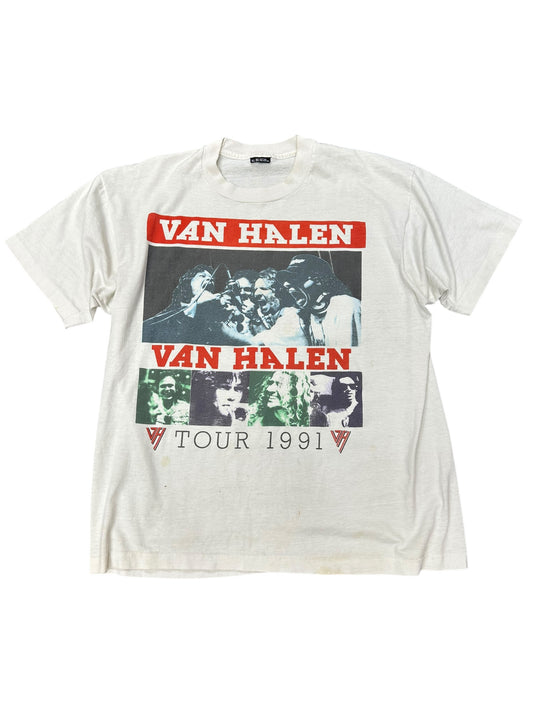 Vintage 1990 Van Halen Distressed Band Tee Size XL