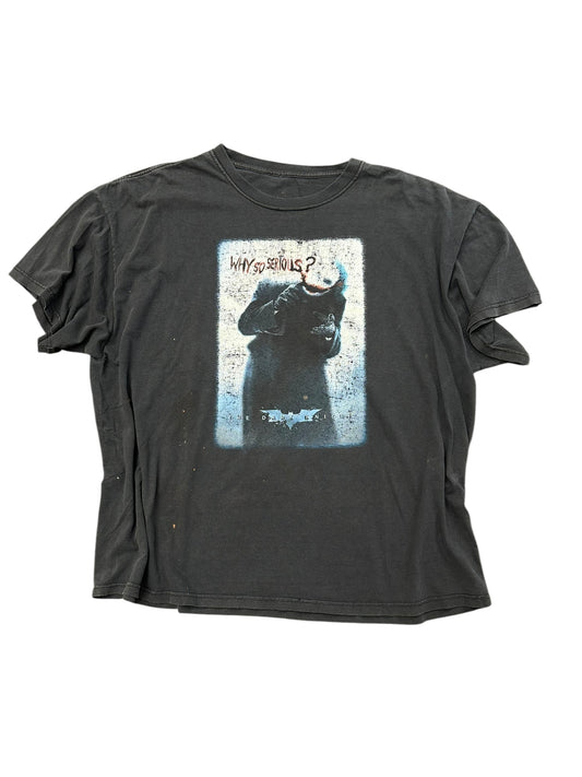 Y2K The Dark Knight Joker Why So Serious Distressed Movie Promo Tee Size XL
