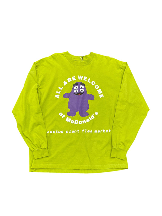 Cactus Plant Flea Market Grimace Puff 'All are Welcome at McDonalds' Long Sleeve Tee Size XL