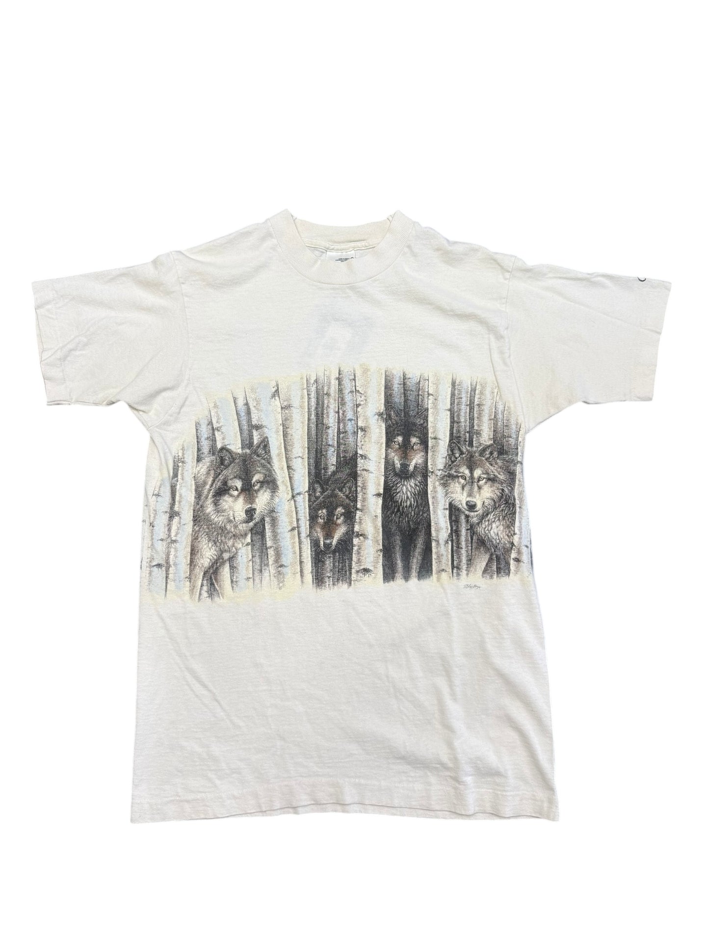Vintage Wolves Nature Wrap Around Tee Size M