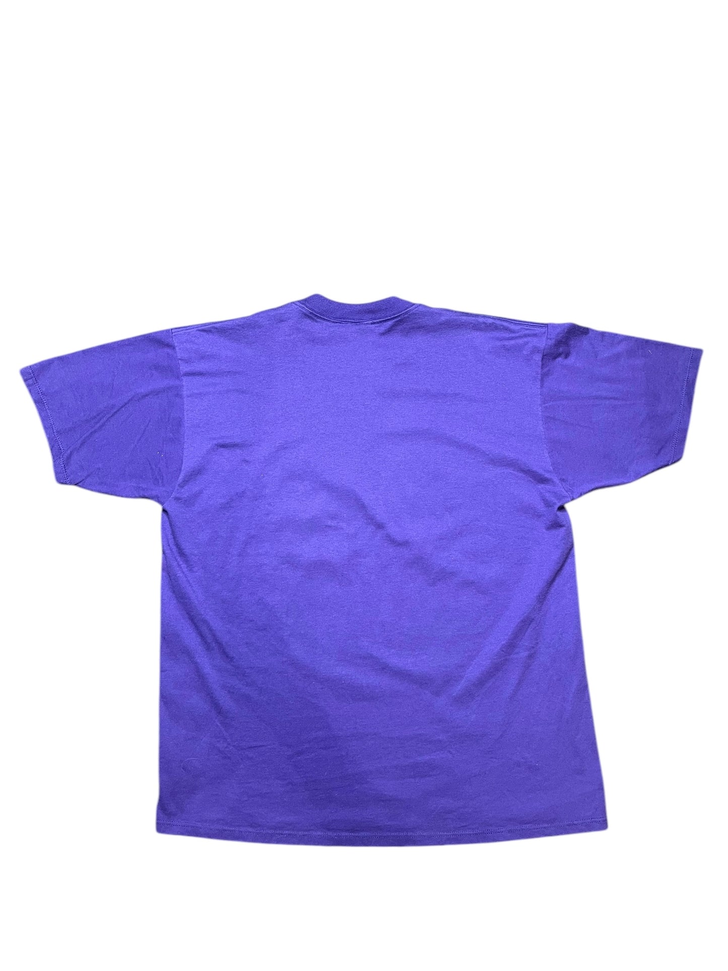 Vintage 1990 Mardi Gras Mask Graphic Print Purple Tee Size XL
